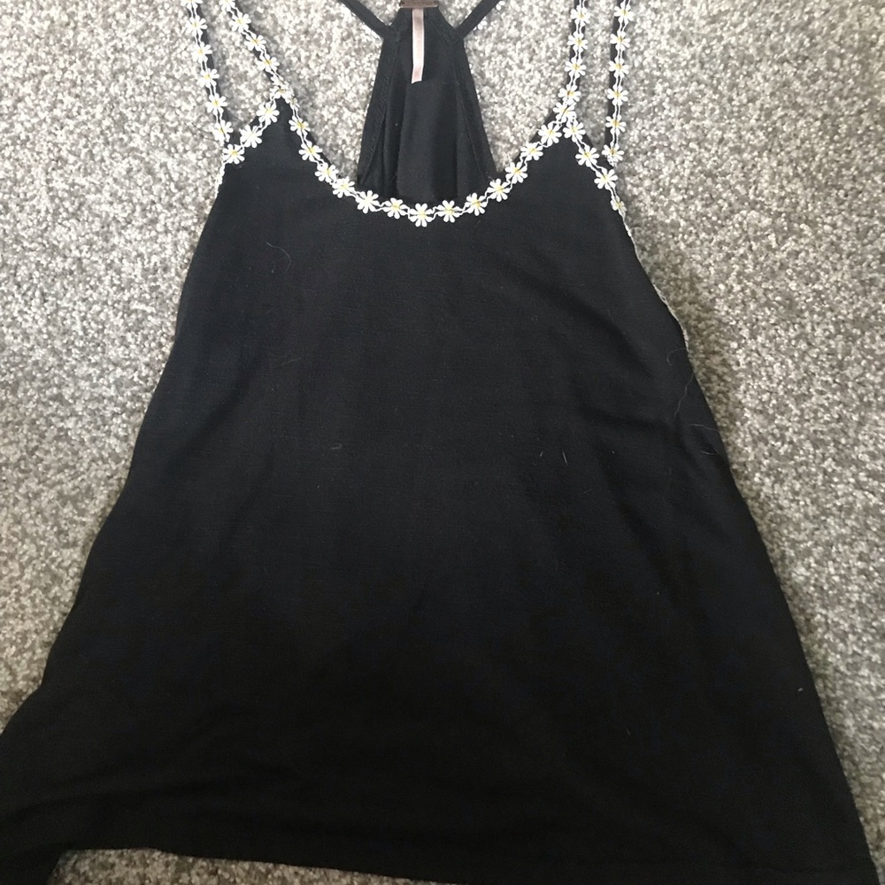 Black Tank with Daisy Detailing